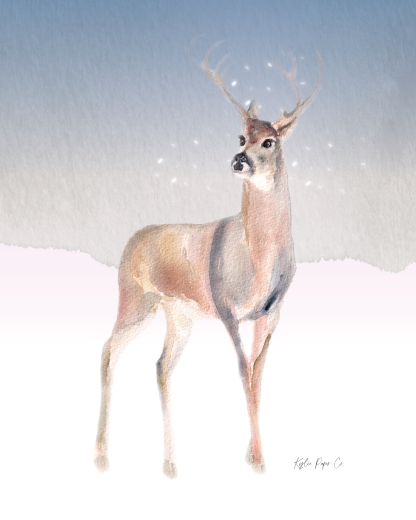 Snowy Deer Print - Image 2