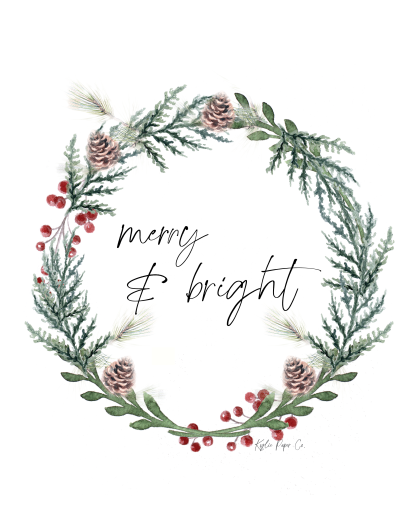 Merry and Bright Wreath Print - Image 2