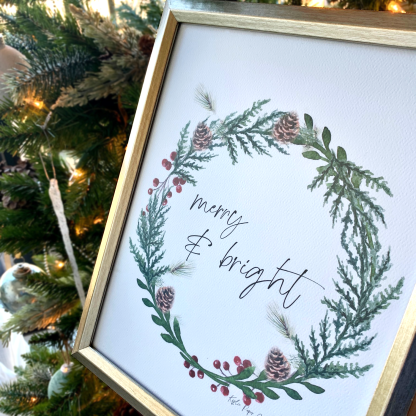 Merry and Bright Wreath Print - Image 3